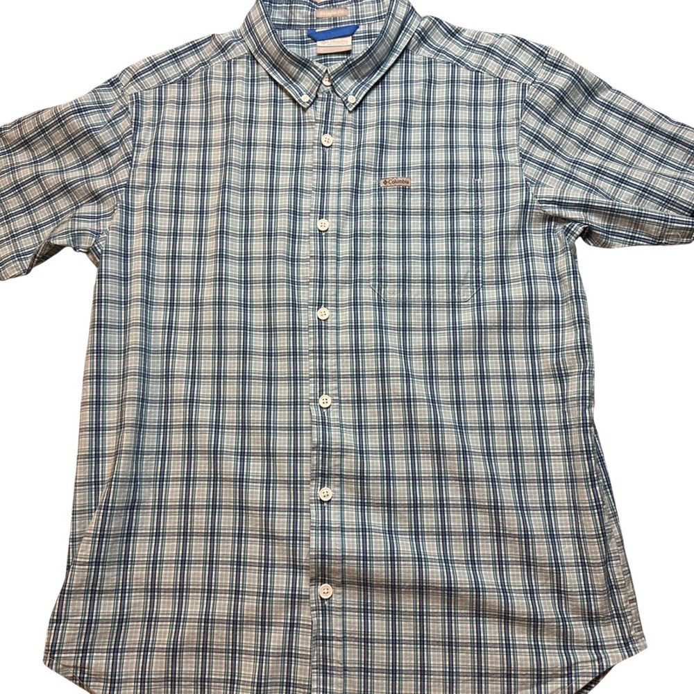 Columbia Sportswear Plaid Short Sleeve Button Down Shirt Regular Fit Mens Large